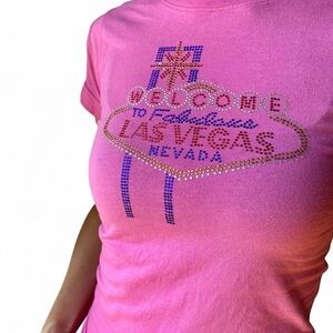 💕Hot Pink Vintage Baby Tee - Welcome to Fabulous Las Vegas Nevada